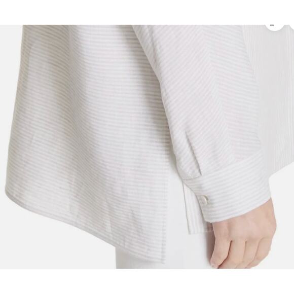 Lafayette 148 NY Alyssa Linen Pinstripe Blouse Baby Pink Large NWT - Picture 5 of 10